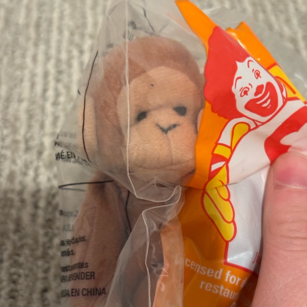 Ty teenie beanie babies Bongo the monkey new in package w/ tag, McDonald’s toy